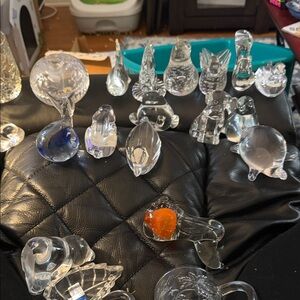 Princess House Crystal Animal Figurines with Blue and Orange Accents